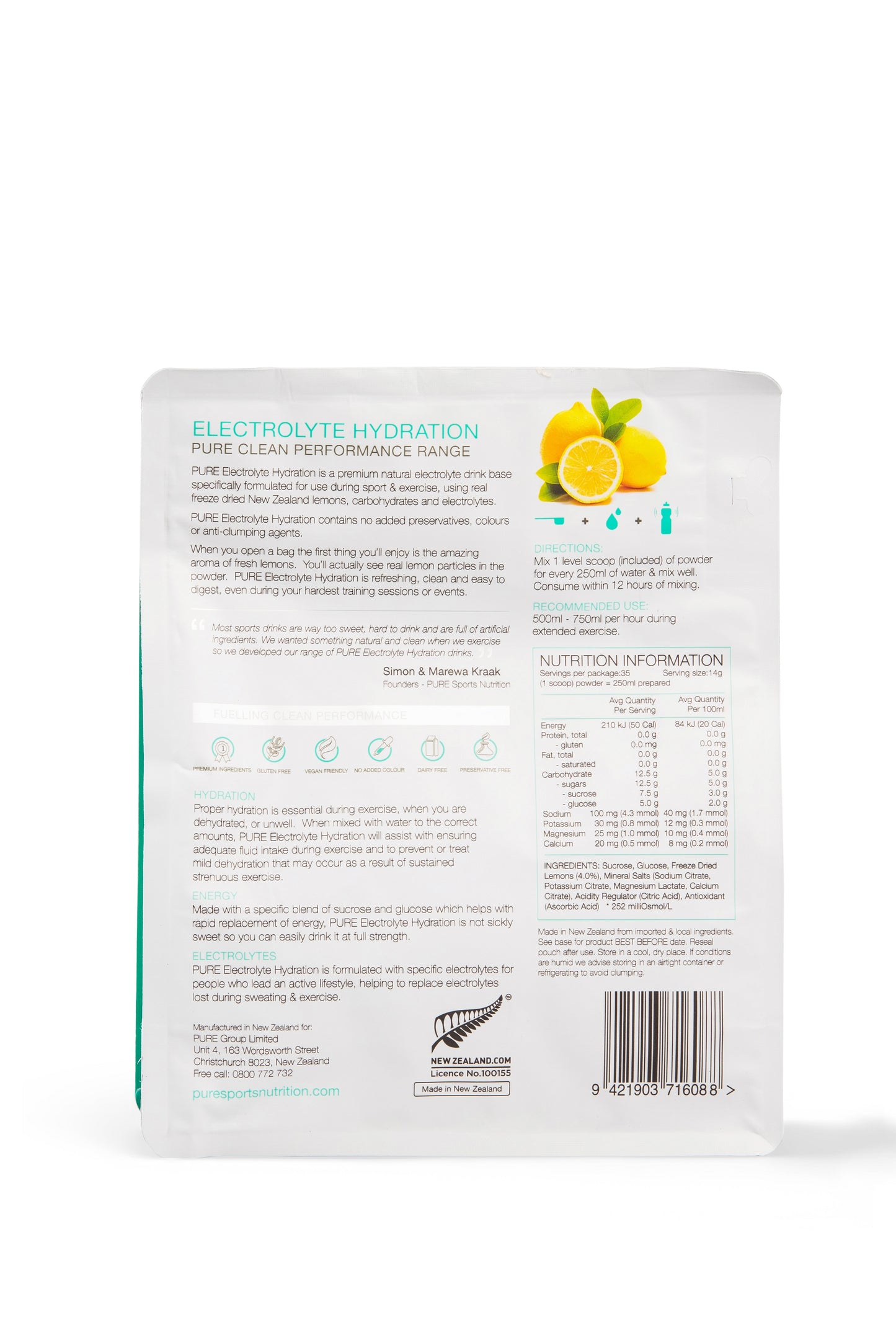Lemon PURE Electrolyte Hydration 500g